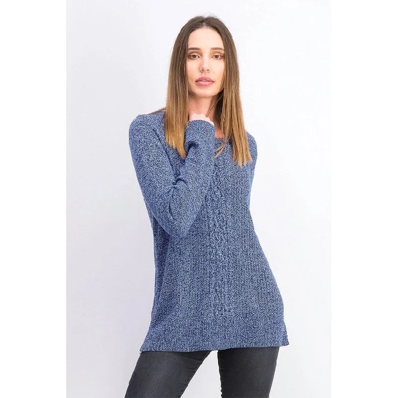 Karen Scott Women's Cable-Knit Panel Sweater Blue Size Extra Large