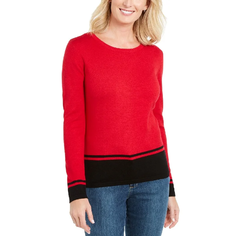 Karen Scott Women's Colorblocked-Hem Sweater Bright Red Size X-Small - XS