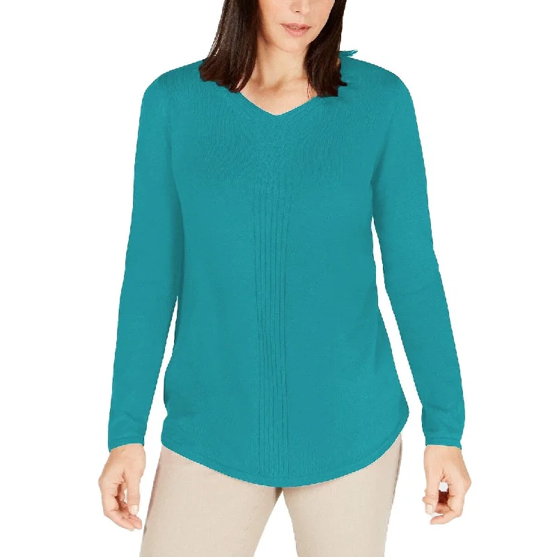 Karen Scott Women's Cotton Mixed-Knit Sweater Turquoise Size 2 Extra Large - XX-Large