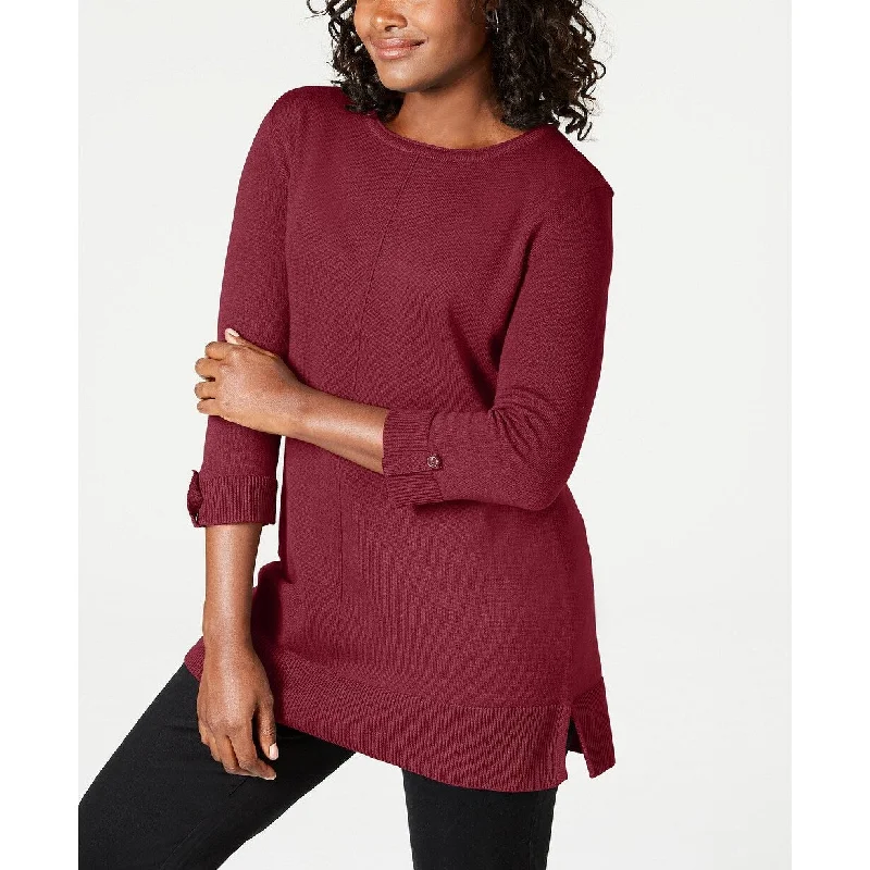 Karen Scott Women's Cotton Sweater Dark Red Size X-Small