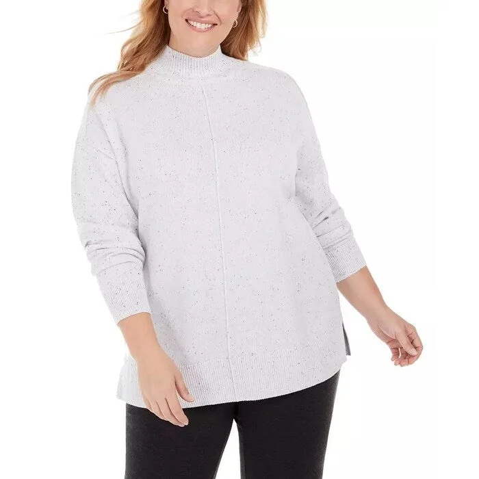 Karen Scott Women's Plus Mock Neck Sweater White Size 2X