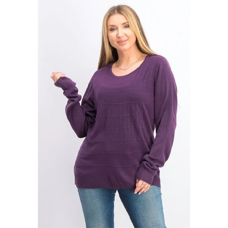 Karen Scott Women's Textured-Stripe Sweater Purple Size Medium