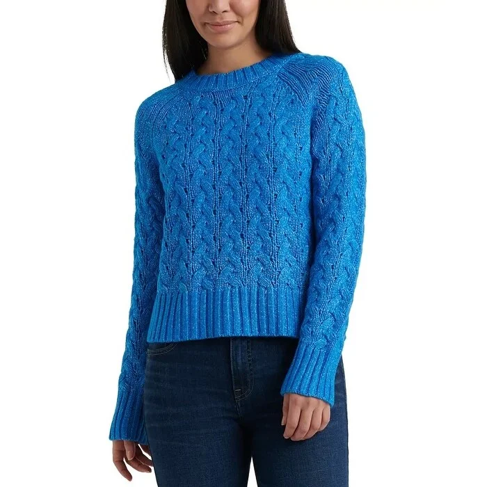 Lucky Brand Women's Quinn Cable Knit Sweater Blue Size Medium