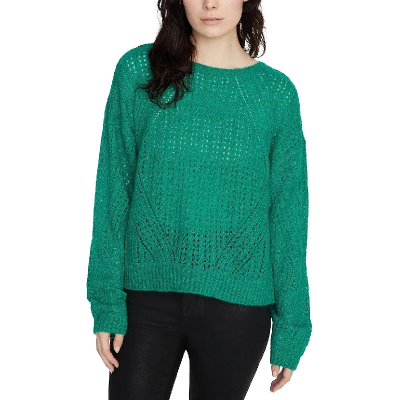 Sanctuary Women's Hole In One Pointelle Sweater Green Size Small