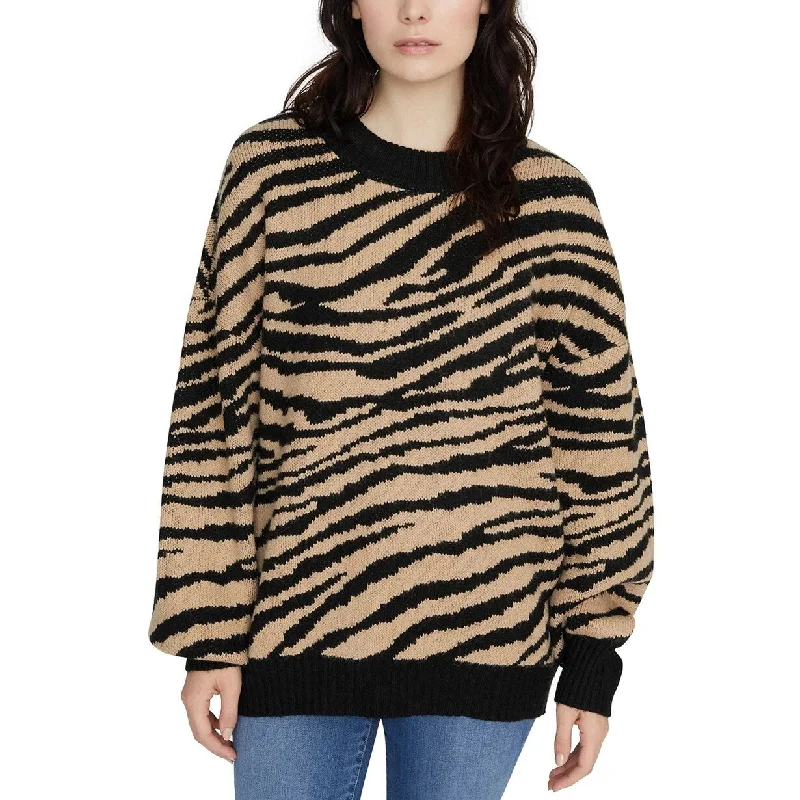 Sanctuary Women's Wild Kingdom Animal Print Sweater Black Size Large