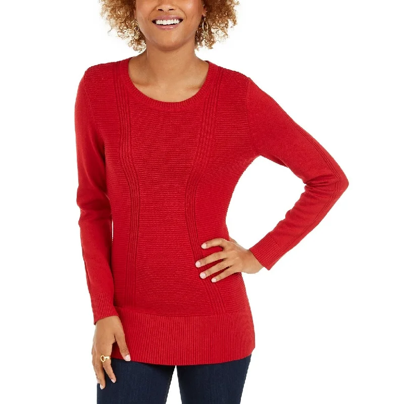 Style & Co Women's Mixed-Stitch Sweater Red Size Extra Small - X-Small