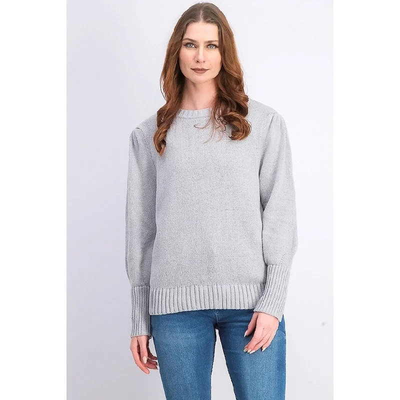 Style & Co Women's Puffy-Sleeve Sweater Gray Size Medium