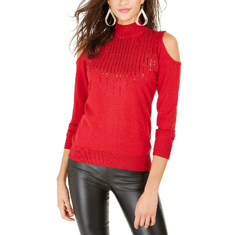 Thalia Sodi Women's Cold Shoulder Sweater Red Size Large