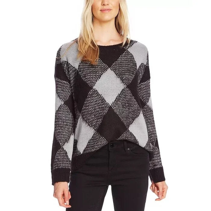 Vince Camuto Women's Textured Argyle Sweater Gray Size Extra Small - X-Small