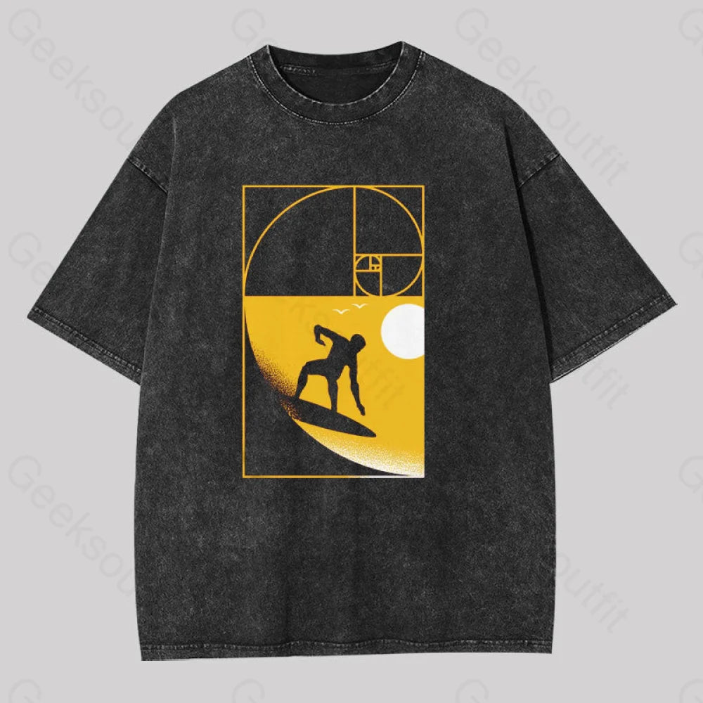 Golden Spiral Wave Geek Washed T-shirt