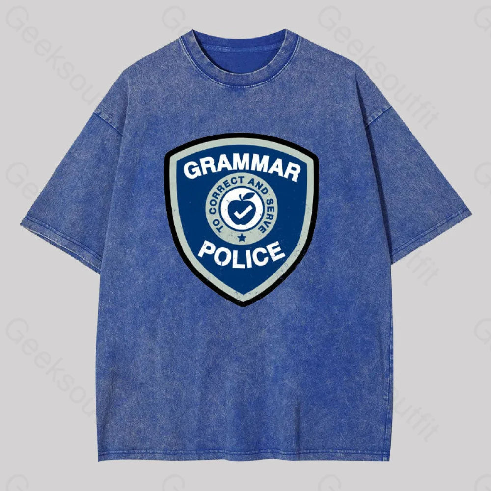 Grammar Police Badge Funny Saying Washed T-shirt