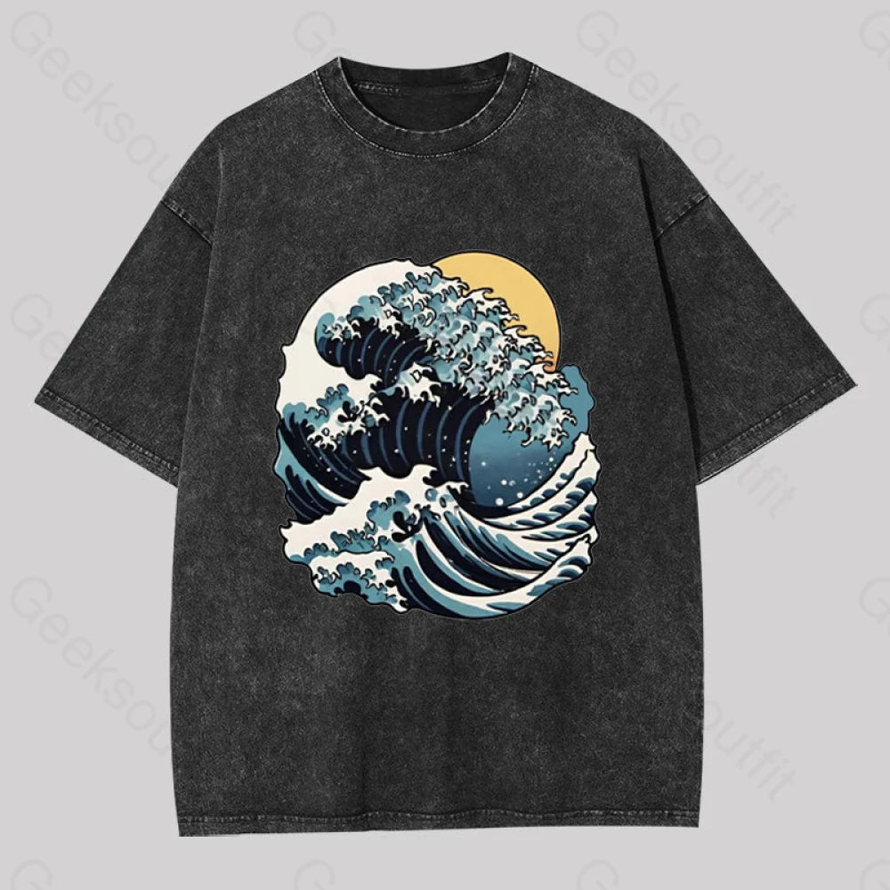 Great Wave Retro Sunset Washed T-shirt