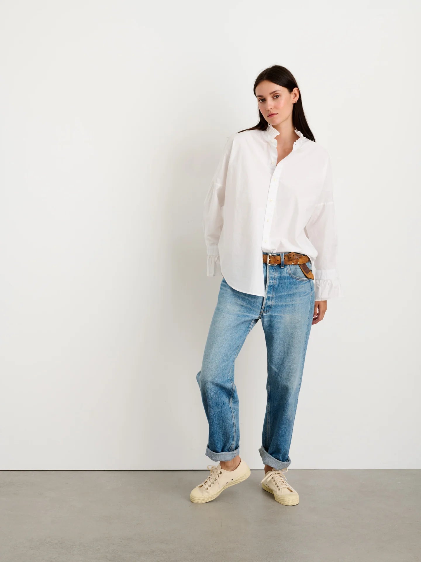 Alex Mill - Easy Ruffle Shirt in White