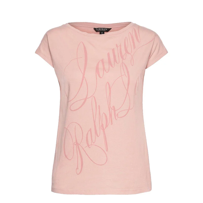 Lauren Ralph Lauren Script-Logo Cotton-Blend T-Shirt Pale Pink