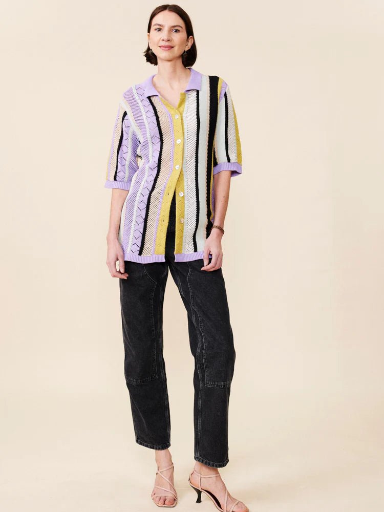 Lingua Franca - Khaki Multi Edwin Striped Camp Shirt