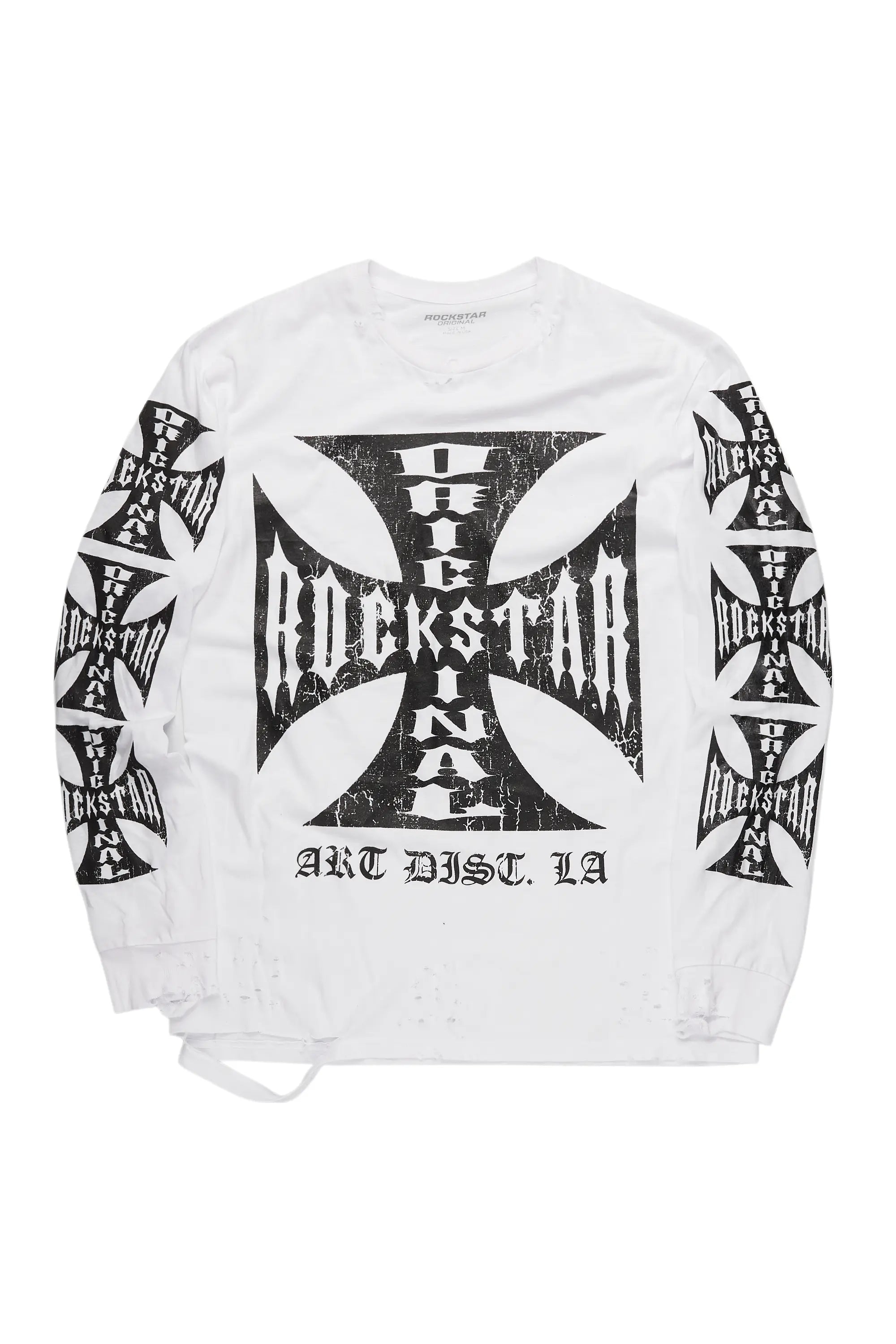 Udell White Long Sleeve Graphic T-Shirt