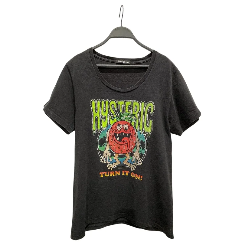 HYSTERIC GLAMOUR/T-Shirt/FREE/Graphic/Cotton/BLK/TURN IT ON STRAWBERRY