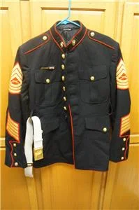 Authentic 42S USMC Dress Blue Jacket w/ Belt (Rare Size)