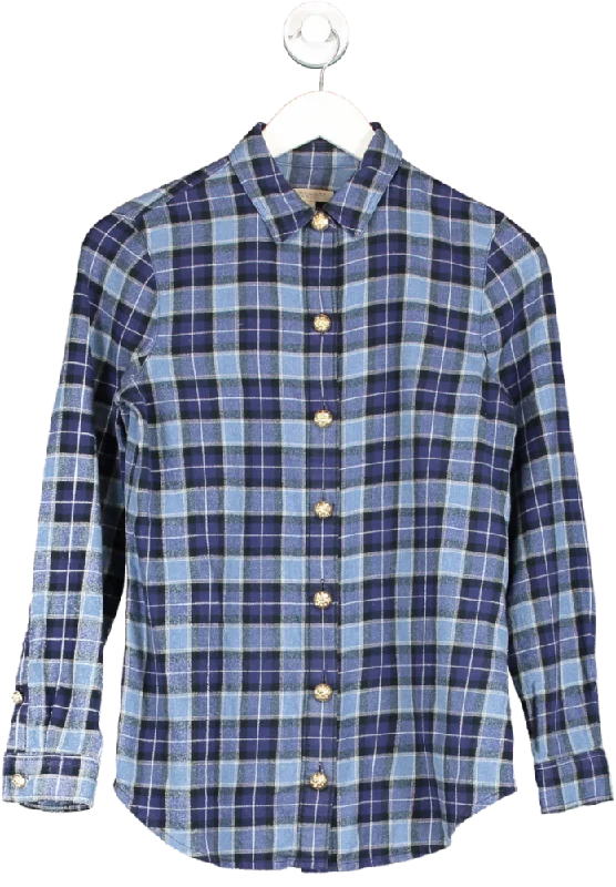 Burberry Brit Blue Check Brushed Cotton Shirt UK 6