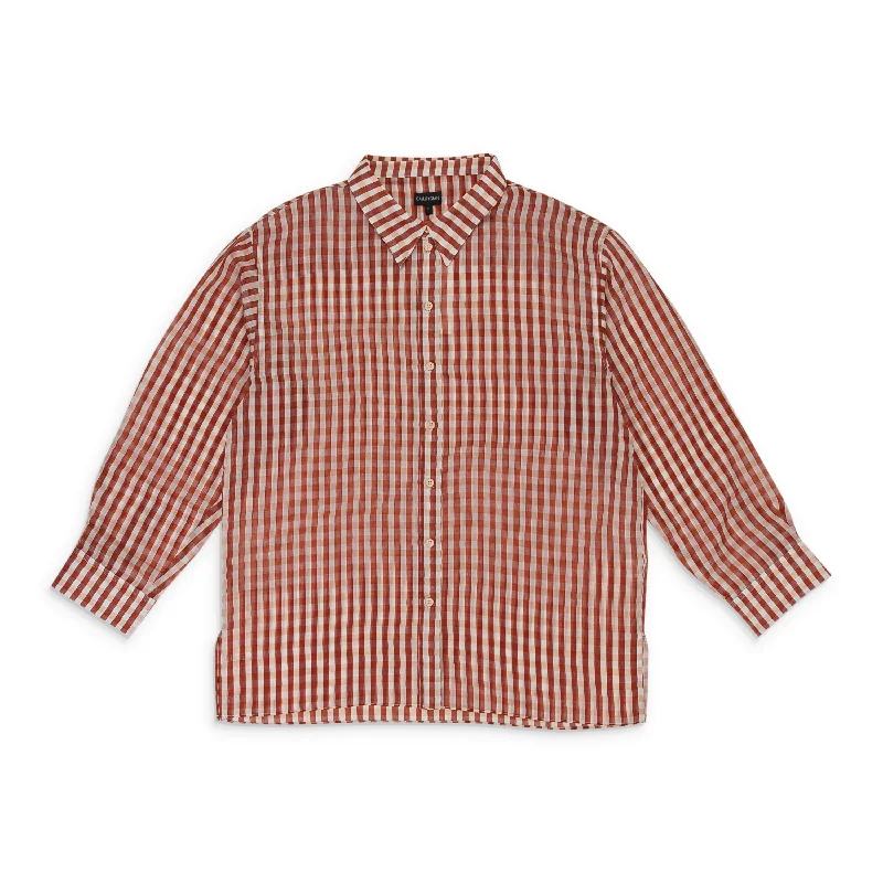 CALLIPYGIAN GINGHAM OVER SHIRT RUST BUTTON-UP