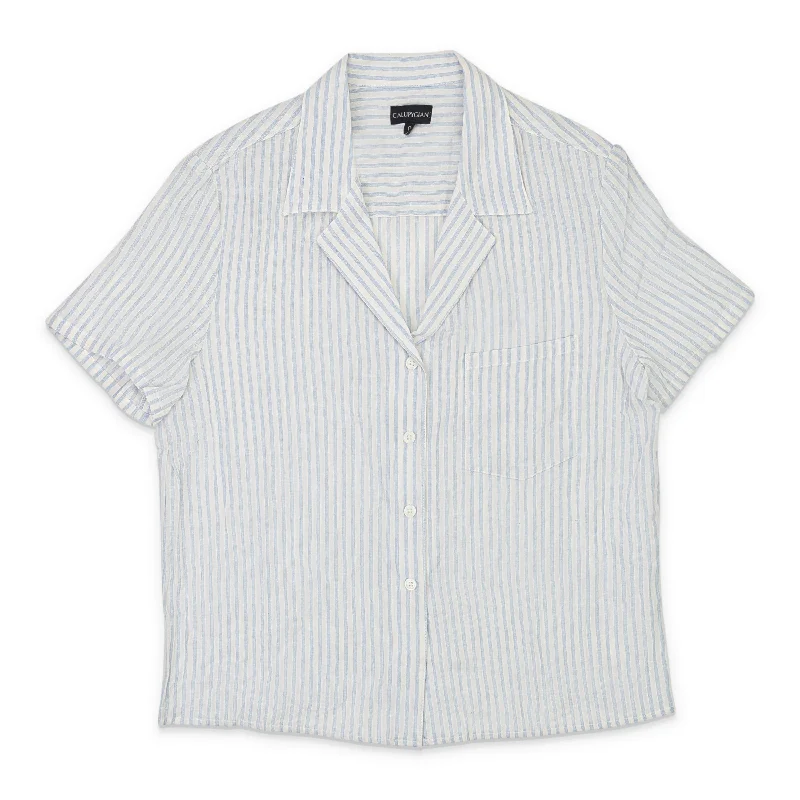 CALLIPYGIAN STRIPE BLUE BOWLING SHIRT