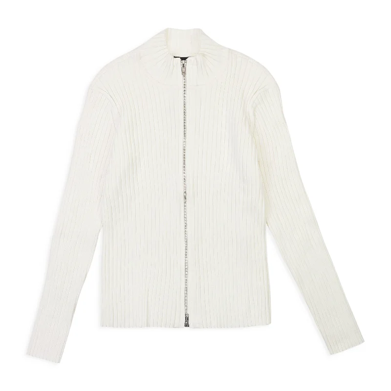 CALLIPYGIAN ZIP MOCK NECK WHITE ZIP-UP SHIRT