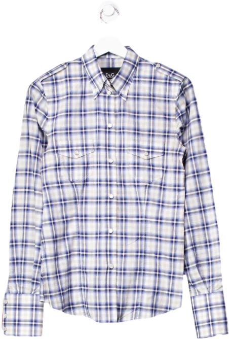 Dolce & Gabbana Blue Checked Shirt UK 10