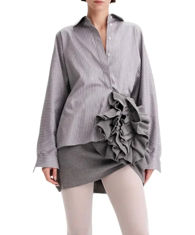 Echo Dolman Shirt In Grey/white