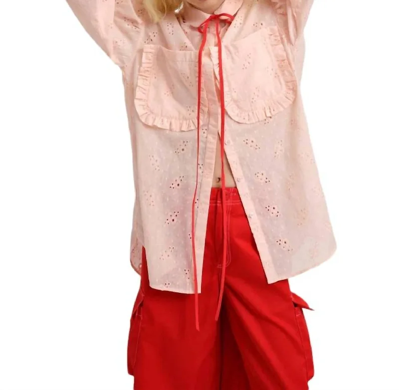 Esme Shirt In Pink Eyelet