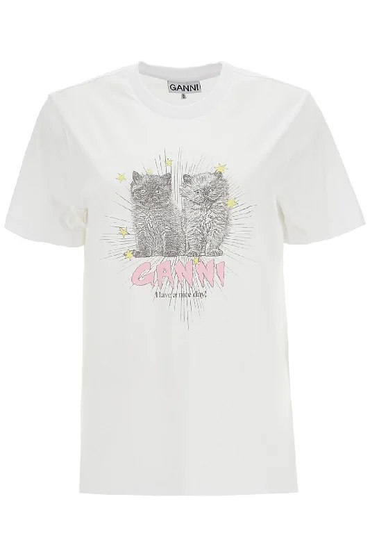 Ganni Women's Relaxed Fit T-Shirt With Printed