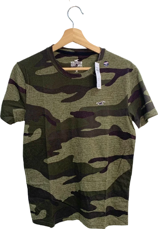 Hollister Green Camouflage Print T-Shirt X Small