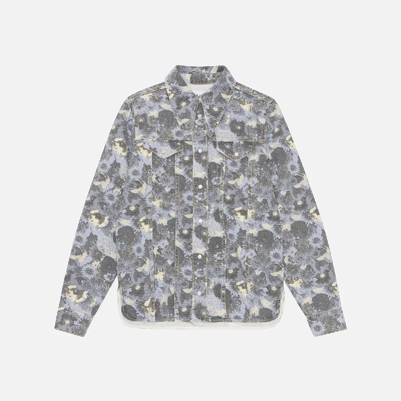 Ganni Printed Denim Shirt - Brunnera Blue