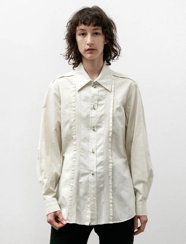 Multi Topstitch Fitted Shirt Cream