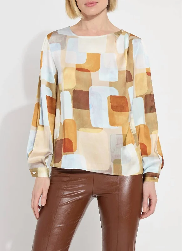 Marie Draped Sleeve Shirt In Organic Blocks