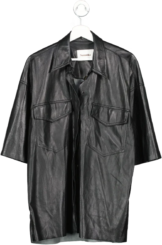 Nanushka Black Leather Look Shirt UK M