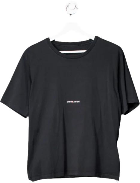 Saint Laurent Black Rive Gauche T-shirt UK S