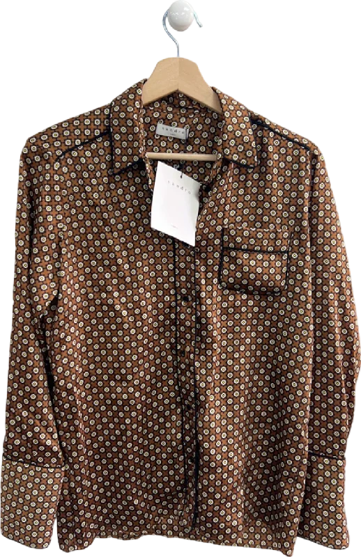 Sandro Brown Floral Print Shirt UK 12