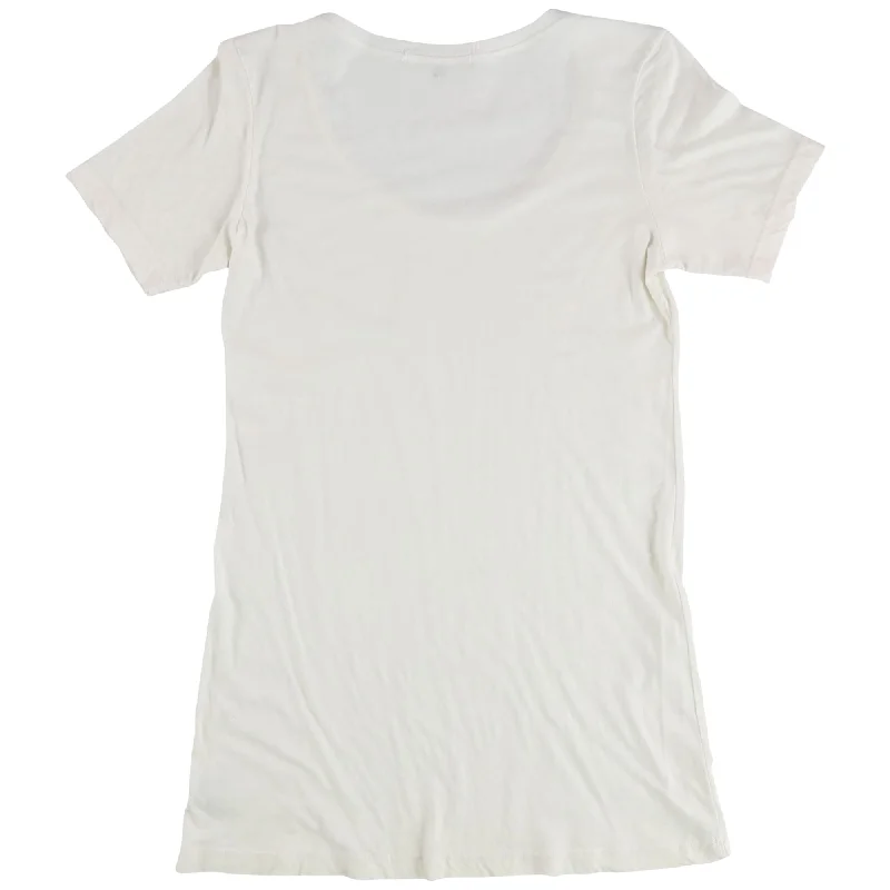 TRULY MADLY DEEPLY Womens Solid Basic T-Shirt, Off-White, Small