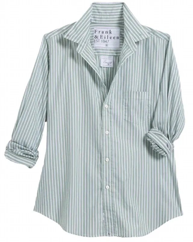 Women's Barry Woven Button Up Shirt In Green Stripes