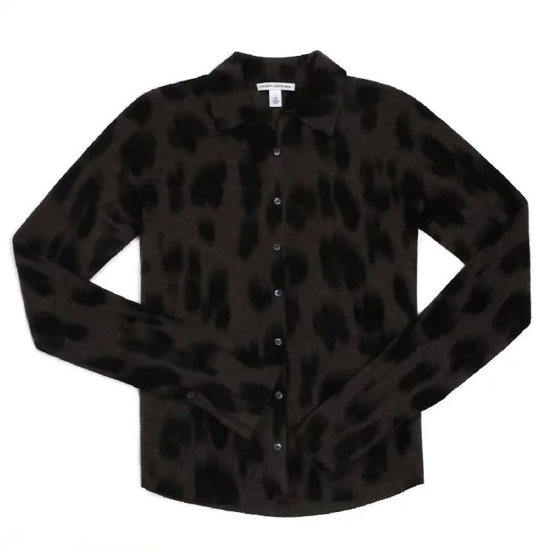 Women's Watercolor Leopard Shirt In Umber Combo