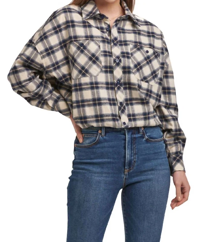 Xandra Button Down Long Sleeve Shirt In Cozy Night