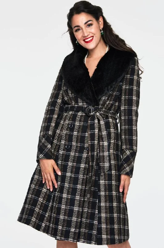 Kara Sea Double Breasted Plaid Dress Coat